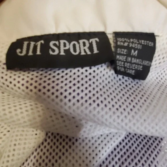 JIT Sport Medium Windbreaker Jacket Purple White Colorblock Mesh Lined Zip - Picture 3 of 5